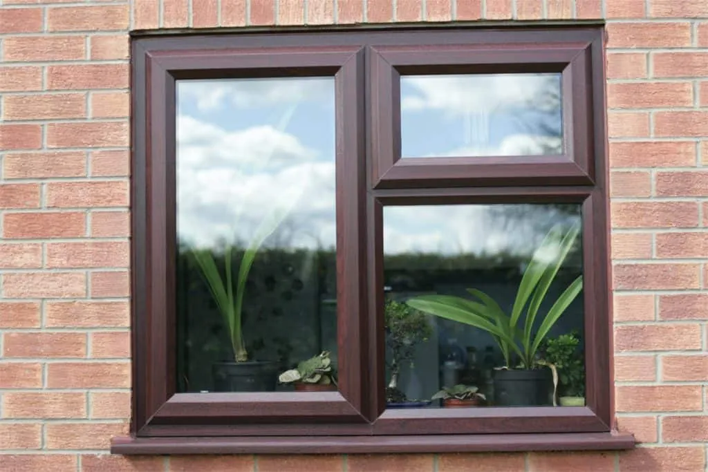 Rosewood chamfered Logik 3 pane window